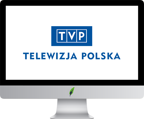 Afbeelding computerscherm met logo TVP Telewizja Polska S.A. - in kleur op transparante achtergrond - 600 * 496 pixels
